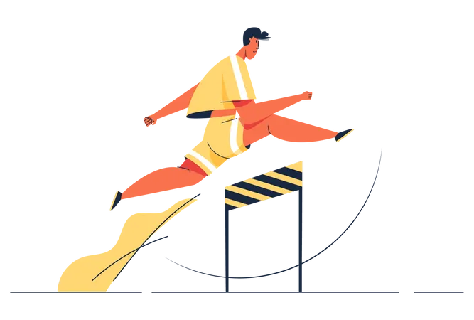 Man jumping over hurdles  Illustration