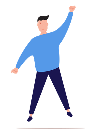 Man jumping while raising hand  Illustration