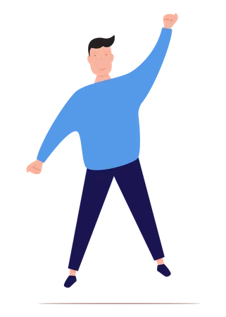 Man jumping while raising hand  Illustration