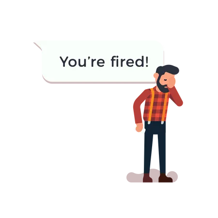 Man just received a message from employer saying he is fired Illustration