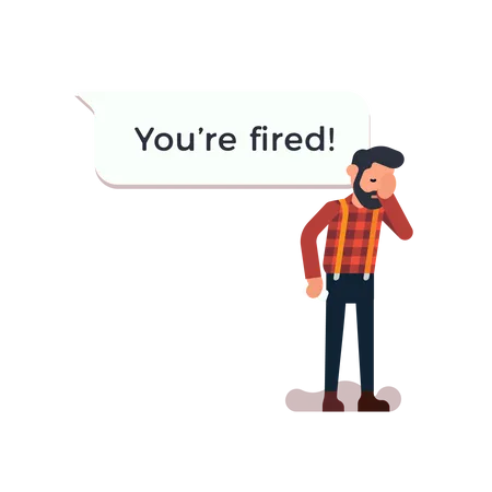 Man just received a message from employer saying he is fired  Illustration