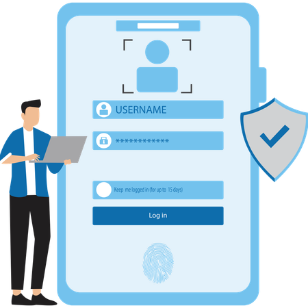 Man keeping face lock id  Illustration