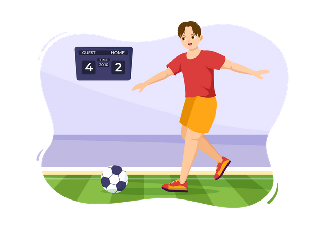 Man kicking soccer ball  Illustration