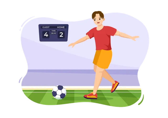 Man kicking soccer ball  Illustration