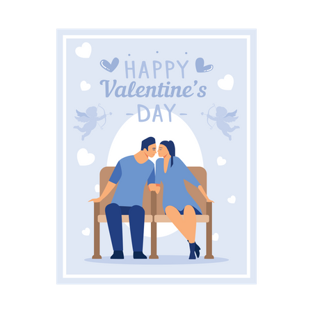 Man kissing to his girlfriend on valentines day  Illustration