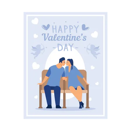 Man kissing to his girlfriend on valentines day  Illustration