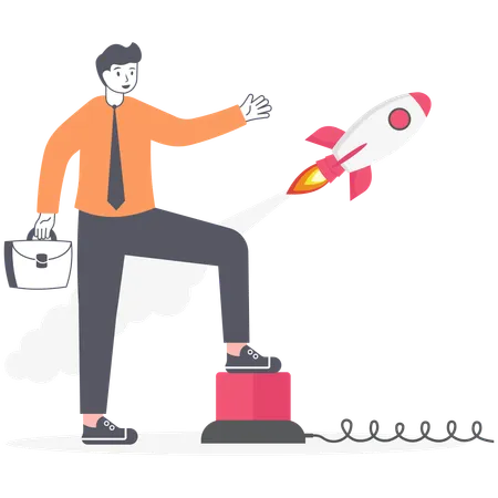Rocket Launch Ship Vector Illustration Concept Of Business Product On A Market Illustration