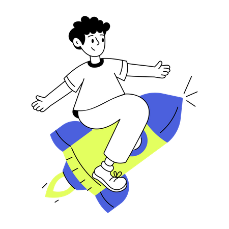 Man launching business startup  Illustration