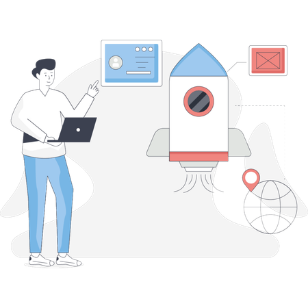 Man  launching new business  Illustration