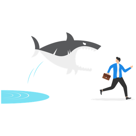 Man Leadership run away from risk  Illustration