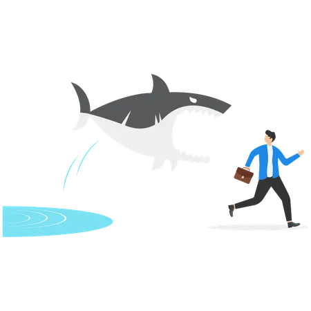 Man Leadership run away from risk  Illustration