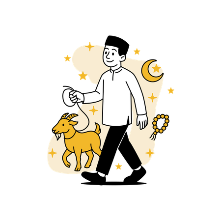 Man Leading Goat for Sacrifice  Illustration