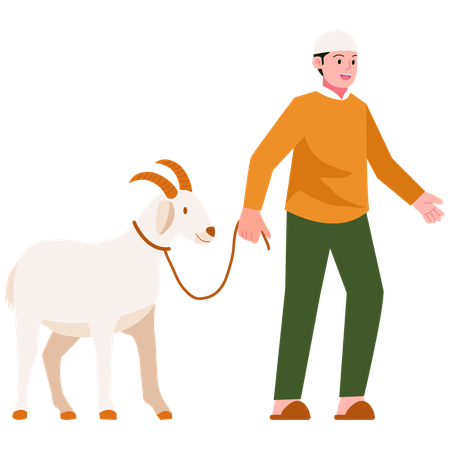 Man leading Goat  Illustration