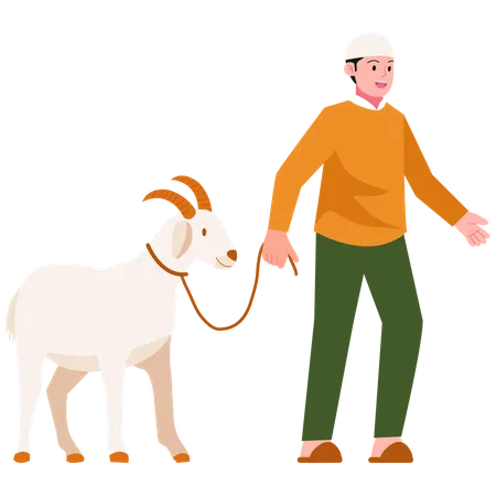 Man leading Goat  Illustration