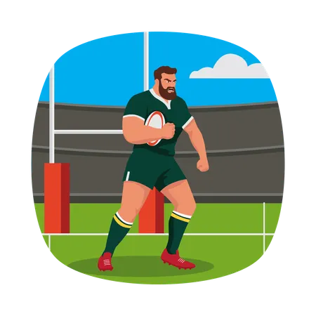 Man leaning on Goalpost Relaxed Pose  Illustration
