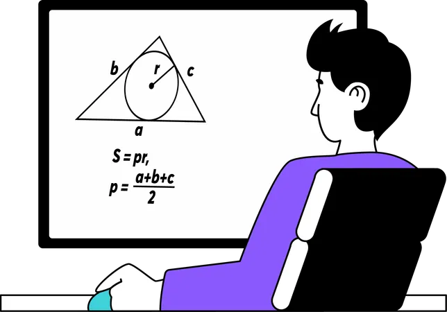 Man learning algebra maths  Illustration