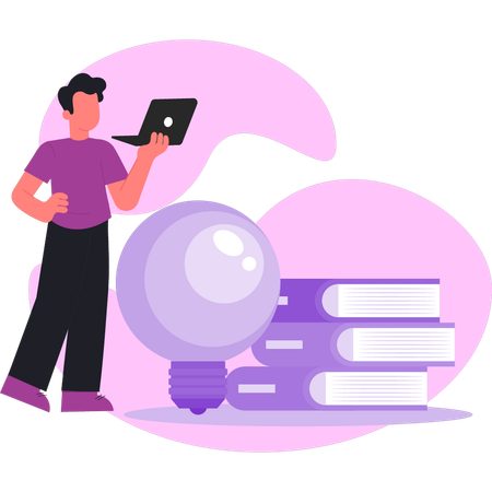 Man learning books  Illustration