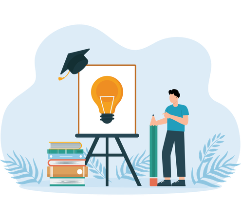 Man learning creative education  Illustration