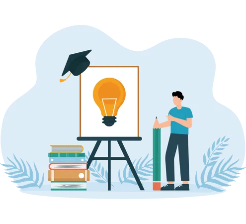 Man learning creative education  Illustration