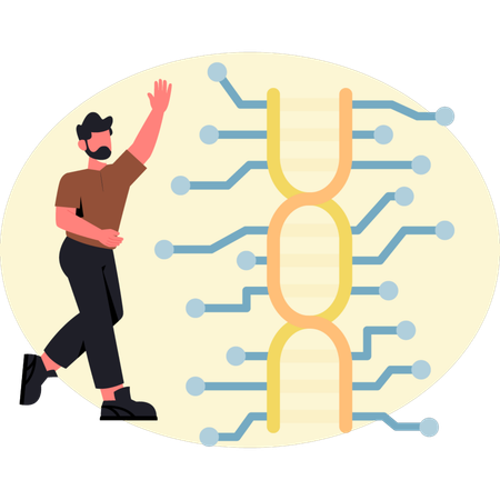 Man learning DNA networking  Illustration