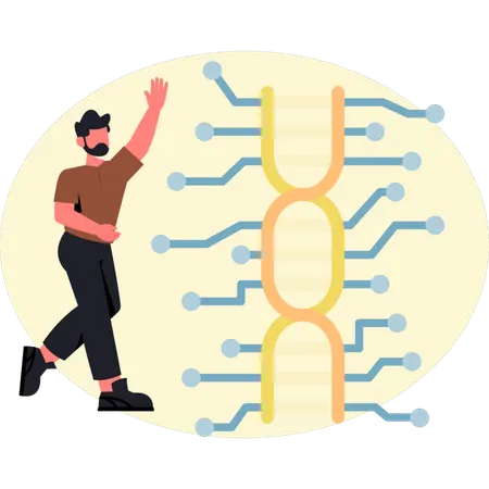Man learning DNA networking  Illustration