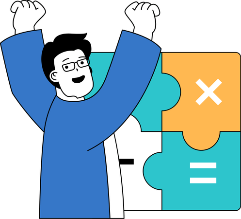 Man learning maths operation  Illustration