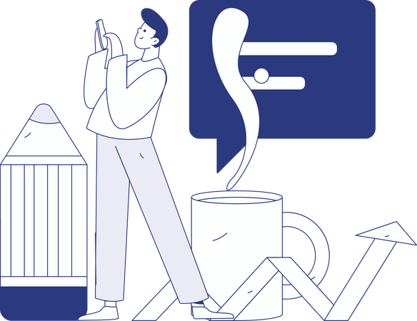 Man learning on digital class  Illustration