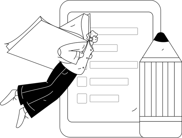 Man learning Online Lessons  Illustration