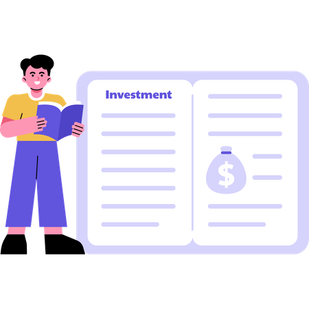 Man Learning Types of Investment  Illustration