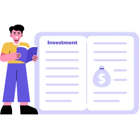 Man Learning Types of Investment  Illustration