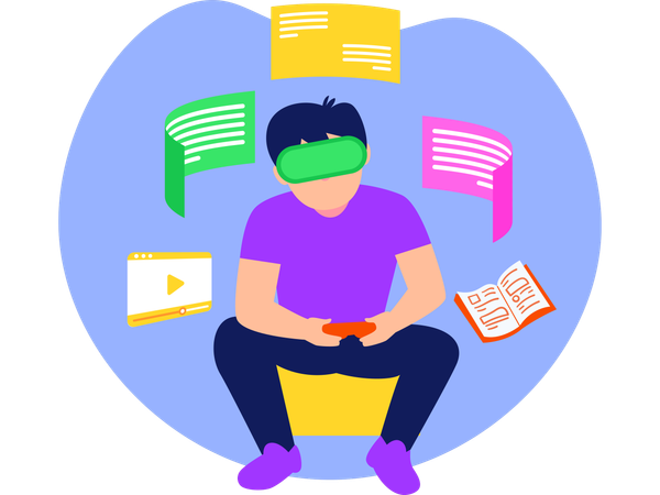 Man Learning With Vr  Illustration