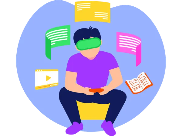 Man Learning With Vr  Illustration