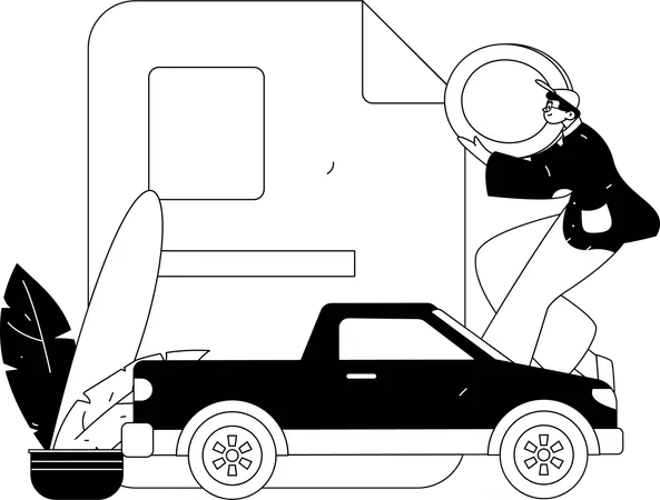 Man learns about new insurance  Illustration