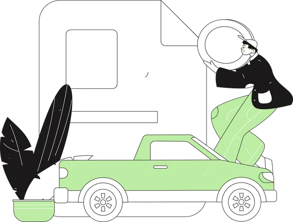 Man learns about new insurance  Illustration