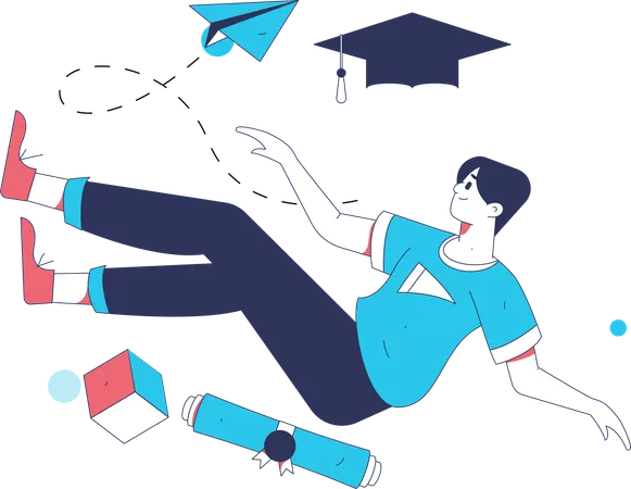 Man learns for graduation test  Illustration