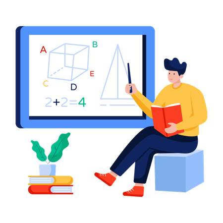 Man learns Maths from video  Illustration