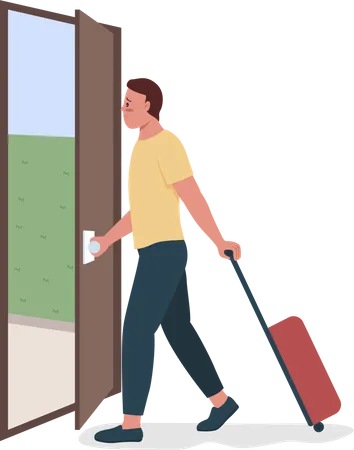 Man Leaves Home Semi Flat Color Vector Character Abandoning Family Full Body Person On White Starting New Life Isolated Modern Cartoon Style Illustration For Graphic Design And Animation Illustration