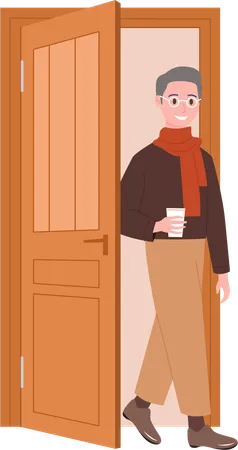 Man Leaving House  Illustration