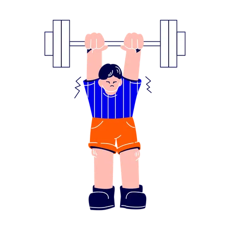 Man lifted a barbell over his head  Illustration