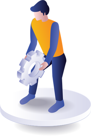 Man lifting automatic gear  Illustration