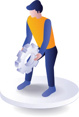 Man lifting automatic gear  Illustration