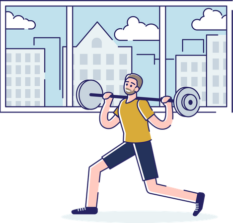 Man lifting barbell Illustration