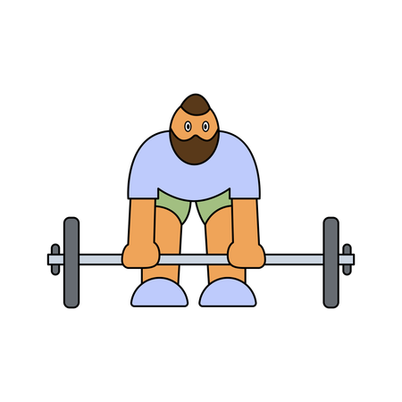 Man lifting barbell for doing back workout  Illustration