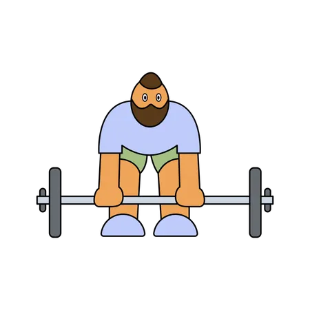 Man lifting barbell for doing back workout  Illustration