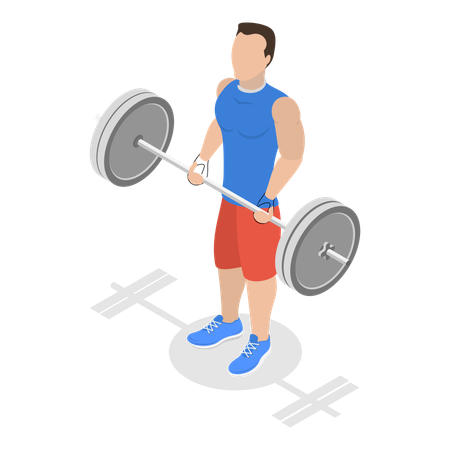 Man lifting barbell for physical workout  Illustration