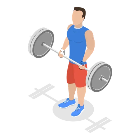 Man lifting barbell for physical workout  Illustration