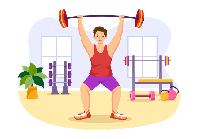 Man Lifting Barbell  Illustration