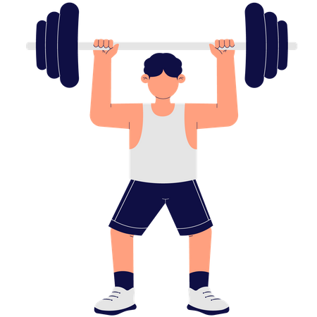 Man Lifting Barbell Weights  イラスト
