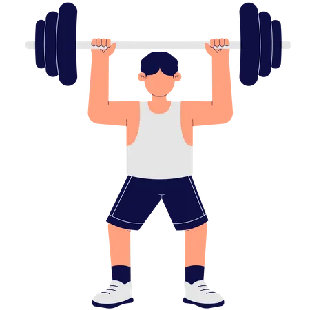 Man Lifting Barbell Weights  イラスト