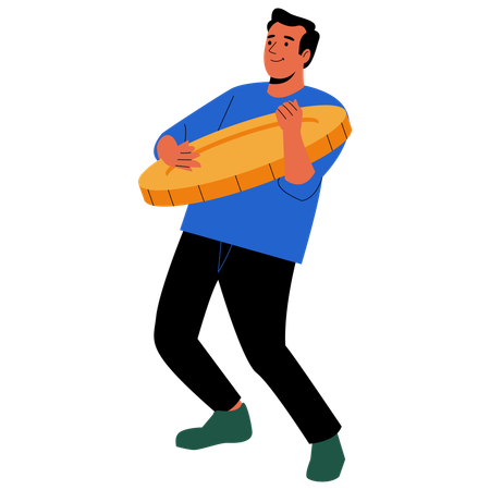 Man Lifting Coin  Illustration